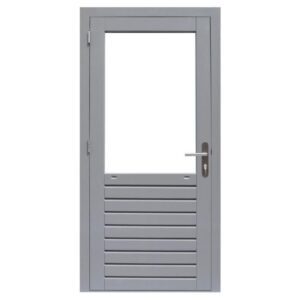 Hardhouten enkele 1-ruits deur Prestige met dubbelglas, linksdraaiend, 109 x 221 cm, grijs gegrond