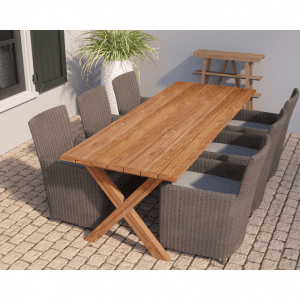 Tuintafel Rustiek teak 350 cm met kruispoten